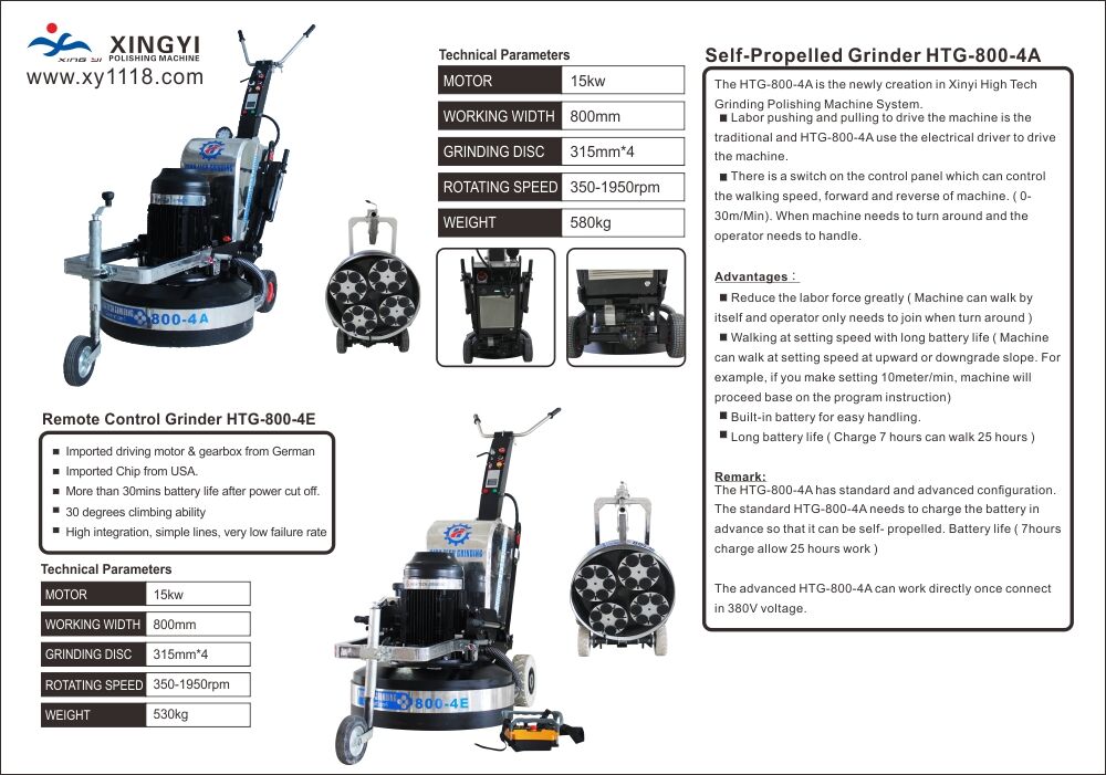 Xingyi Remote Control Grinder HTG-800-4E and Self-Propelled Grinder HTG-800-4A